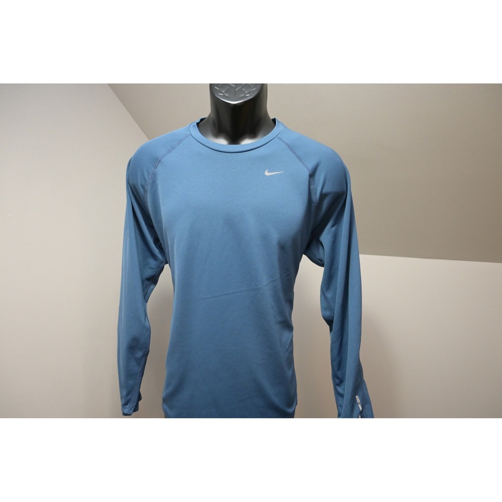 Nike Running Dri-FIT Shirt Mens Large Blue Long Sleeve Athletic Top Excellent
